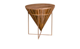 Beistelltisch Nilla von House Nordic, aus Mangoholz mit messingfarbenen Gestell