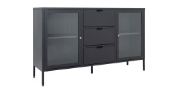 Sideboard Nilla von House Nordic in Schwarz aus Stahl, mit 2 Türen und 3 Schubladen