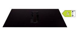 Falmec Induktionskochfeld mit Dunstabzug Zero Easy 84, Energieeffizienzklasse A, Restwärmeanzeige rechts, schwarze Glaskeramik.