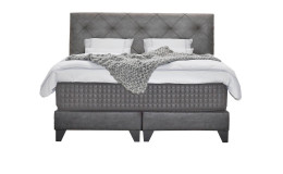 Basis-Boxspringbett Premium Magnifique mit einem Bezugsstoff in Grau