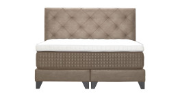 Basis-Boxspringbett Premium Magnifique mit einem Bezugsstoff in Beige