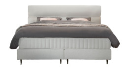 Basis-Boxspringbett Premium Ligne in einem grauen Bezugsstoff