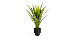 Kunstpflanze Yucca von Kave Home in Grün mit schwarzem Topf