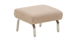 Hocker Amsen von Kave Home in Hellbraun aus Chenille-Stoff mit Beinen aus Edelstahl