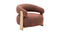 Sessel Granite von Kave Home, Stoff Chenille Terrakotta, Gestell Esche