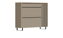 Schuhschrank Brera in der Farbe Taupe, Schrägansicht