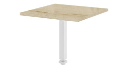Ecktischplatte vito Vary im Dekor Birke und Gestell in Weiß matt