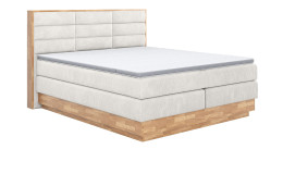 Boxspringbett MONDO NATUR Incana in einem Stoffbezug in Cream und einem Sichtholzrahmen in Eiche