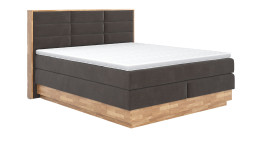 Boxspringbett MONDO NATUR Incana in einem Stoffbezug in Charcoal und einem Sichtholzrahmen in Eiche
