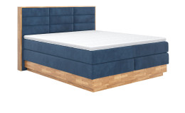 Boxspringbett MONDO NATUR Incana in einem Stoffbezug in Dark Blue und einem Sichtholzrahmen in Eiche