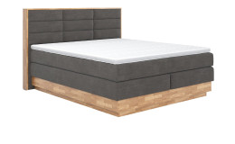 Boxspringbett MONDO NATUR Incana in einem Stoffbezug in Dark Grey und einem Sichtholzrahmen in Eiche