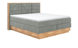 Boxspringbett MONDO NATUR Incana in einem Stoffbezug in Desert und einem Sichtholzrahmen in Eiche