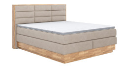 Boxspringbett MONDO NATUR Incana in einem Stoffbezug in Natural und einem Sichtholzrahmen in Eiche