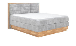 Boxspringbett MONDO NATUR Incana in einem Stoffbezug in Stone und einem Sichtholzrahmen in Eiche