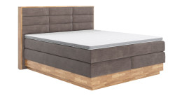 Boxspringbett MONDO NATUR Incana in einem Stoffbezug in Taupe und einem Sichtholzrahmen in Eiche