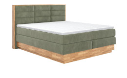 Boxspringbett MONDO NATUR Incana in einem Stoffbezug in Turtle und einem Sichtholzrahmen in Eiche