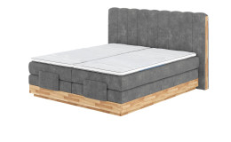 Boxspringbett MONDO NATUR Incana in einem Stoffbezug in Steel und einem Sichtholzrahmen in Eiche