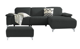 Komfort - Ecksofa Musterring MR 370, in der Farbausführung stone mit einem Hocker
