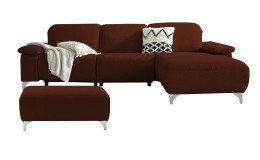 Komfort - Ecksofa Musterring MR 370, in der Farbausführung  kupfer mit einem Hocker