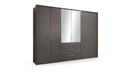 Kleiderschrank set one Henderson im Dekor Graphit und 2 Spiegeltüren