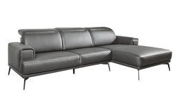 Ecksofa Gera, in der Farbausführung Schwarz, Schrägansicht
