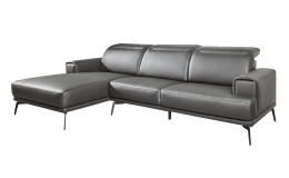 Ecksofa Gera, in der Farbausführung Schwarz, Schrägansicht