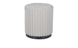 Hocker Lund mit Bezug aus beigem Fellstoff in Cord-Optik