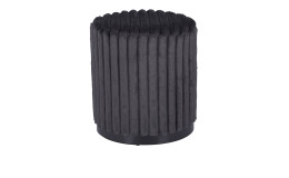 Hocker Lund mit Bezug aus grauem Fellstoff in Cord-Optik