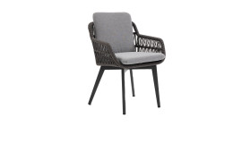 Gartenstuhl Andria mit Gestell Pulverbeschichtung in Anthrazit, Geflecht grau