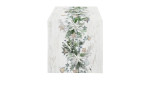 Tischläufer 48 x 140 cm in weiß mit grünen weihnachtlichen Motiven.