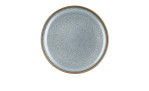 Der Brotteller Saisons 14,5 cm von ASA Selection ist ein runder, grau gesprenkelter Steingutteller mit braunem Rand, Ansicht von oben.