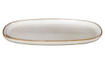 Platte Saisons, ovaler Steinzeugteller (18x2x30 cm) von ASA Selection, beige mit Sprenkeln und braunem Rand.