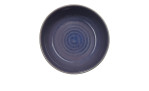 Eine runde, leere, dunkelblaue ASA Selection Poke Bowl 18 cm mit einem subtilen kreisförmigen Muster, von oben gesehen auf Weiß.