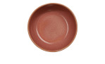 Eine runde, leere Poke Bowl 18 cm von ASA Selection aus rötlich-braunem Steinzeug, von oben gesehen auf weiß.