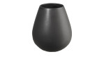 Vase Ease 18 cm von ASA Selection: mattschwarzes Steingut, glatt, abgerundet, schmale Öffnung auf weißem Grund.
