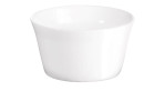 Die ASA Selection Souffle Form 8,5 cm aus weißem Porzellan steht auf weißem Hintergrund.