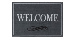 Astra Fußmatte Homelike 40x60 cm, Polyamid, mit weißem WELCOME und schwarzem Schnörkel-Design.