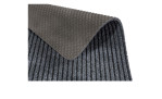 Nahaufnahme der Astra Fußmatte Rib Line Sprint 40x60 cm: Polyester, gerippte Struktur, gepunktete, rutschfeste Unterseite.