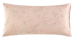 Satin-Kissenhülle Indian Roses 40x80 cm von Bassetti mit floralem Muster in Rosa, Hellgrün und Weiß.