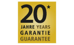 Das goldene Etikett mit 20 Jahren Garantie in Schwarz, Silber-Details und Metall-Finish unterstreicht den Pendel-Sparschäler Swing von GEFU.