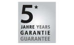 Silbernes Etikett mit fettgedruckter 5 Jahre Garantie/5 Jahre Garantie, ideal für Glas/Dekorationen; kleiner Stern bei 5. Messbecher Meti 1 l, GEFU.