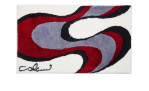 Badteppich Colani 11, 70x120 cm, Weiß-Rot gemustert, abstrakt, aus weicher Synthetikfaser.