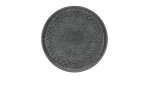 Creatable Dessertteller Uno 22 cm in Grau, Steinzeug, rund mit Strukturmuster auf weißem Hintergrund.