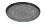 Creatable Dessertteller Uno 22 cm runder, flacher Teller mit strukturierter Oberfläche in Grau und leicht erhöhtem Rand.