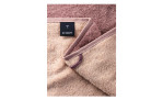 Nahaufnahme von JOOP! Handtuch Classic 50x100cm in Beige und Rosa mit Joop-Etikett in einer Ecke.