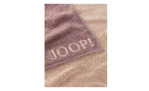 EIN JOOP! Duschtuch Classic 80x150 cm in Rosa mit Stickerei auf beige strukturierter Oberfläche.