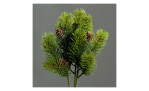 Tannenpick 28 cm aus Kunststoff in grün mit braunen Tannenzapfen. Auf einem grauen Hintergrund.