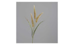 Gras-Wedel 93 cm aus Kunststoff mit grünen Stiel und Blätter und beigen Applikationen. Auf einem grauen Hintergrund.