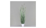 Gras 90 cm aus Kunststoff in grün mit Applikationen. Auf einem grauen Hintergrund.