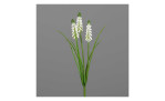 Muscari 29 cm mit weißen Blüten und grünen Stiel aus Kunststoff. Auf einem grauen Hintergrund.